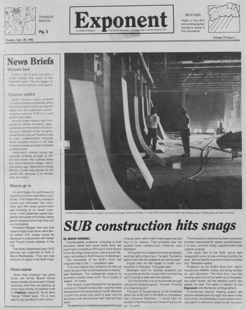The Exponent, September 28, 1982