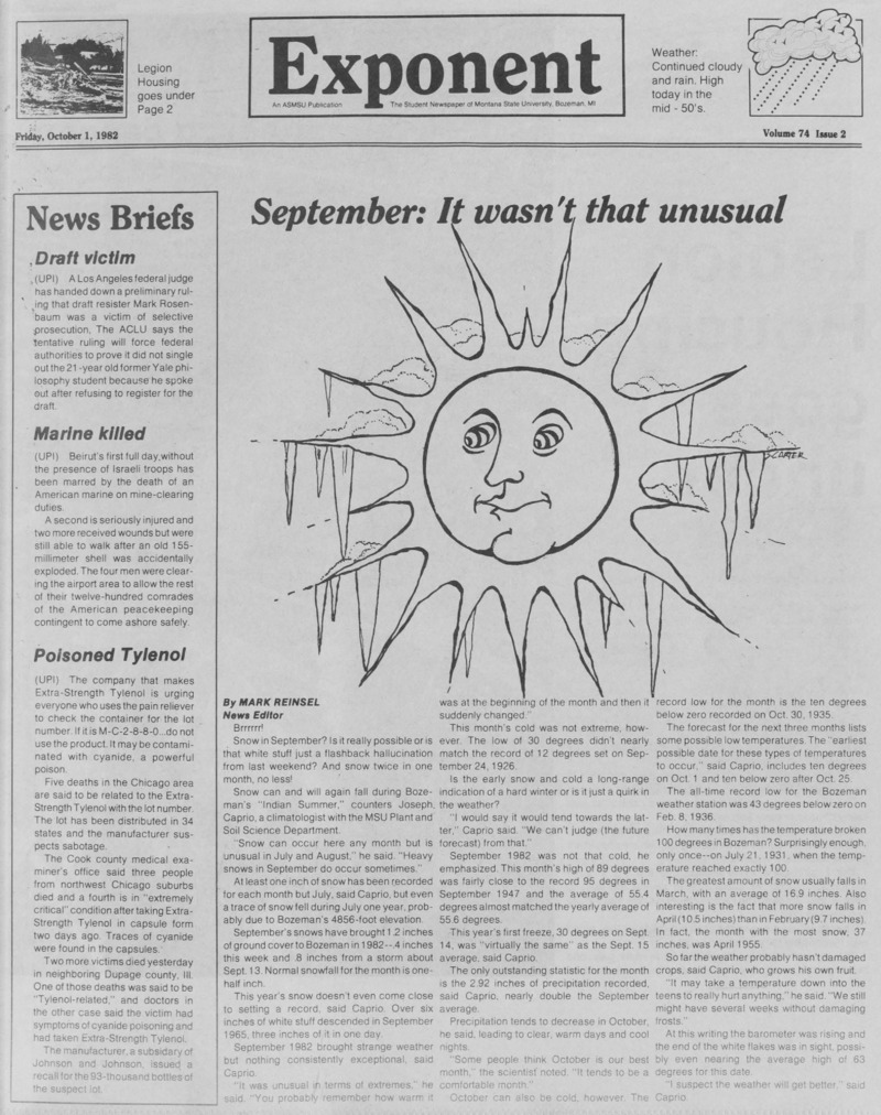 The Exponent, October 1, 1982