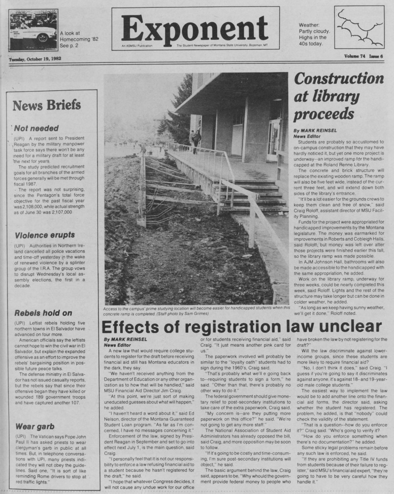 The Exponent, October 19, 1982