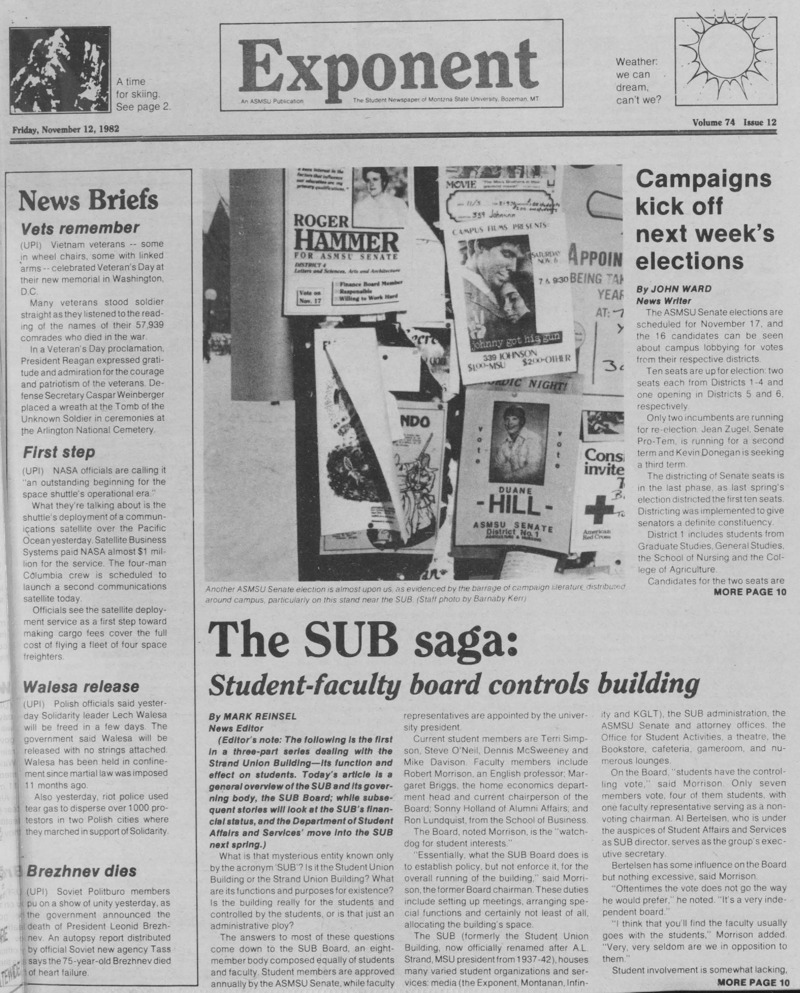 The Exponent, November 12, 1982