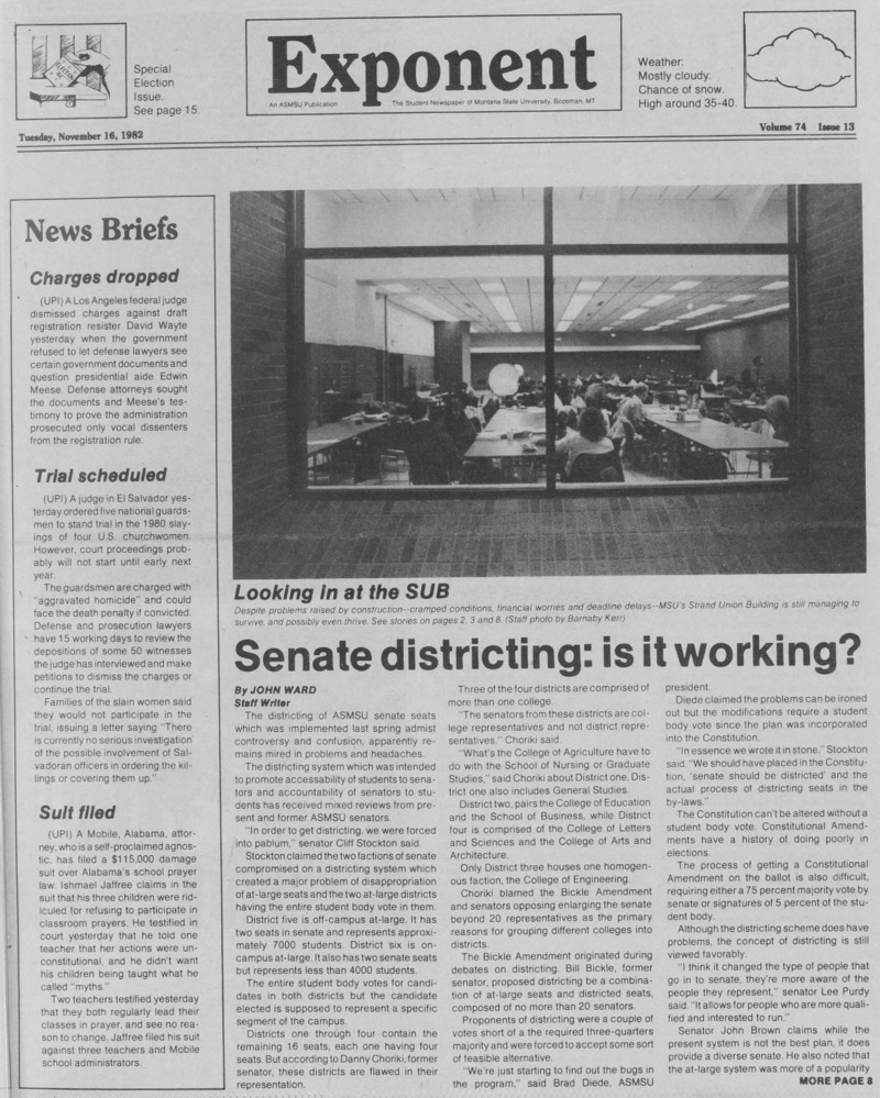 The Exponent, November 16, 1982