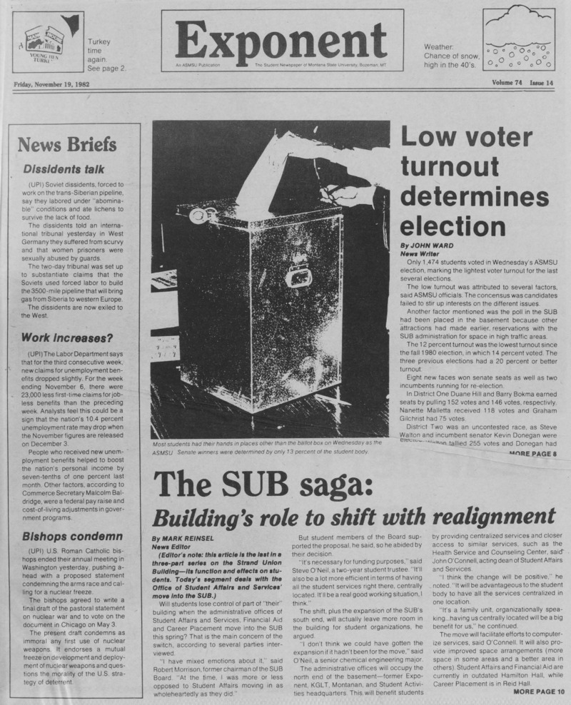 The Exponent, November 19, 1982