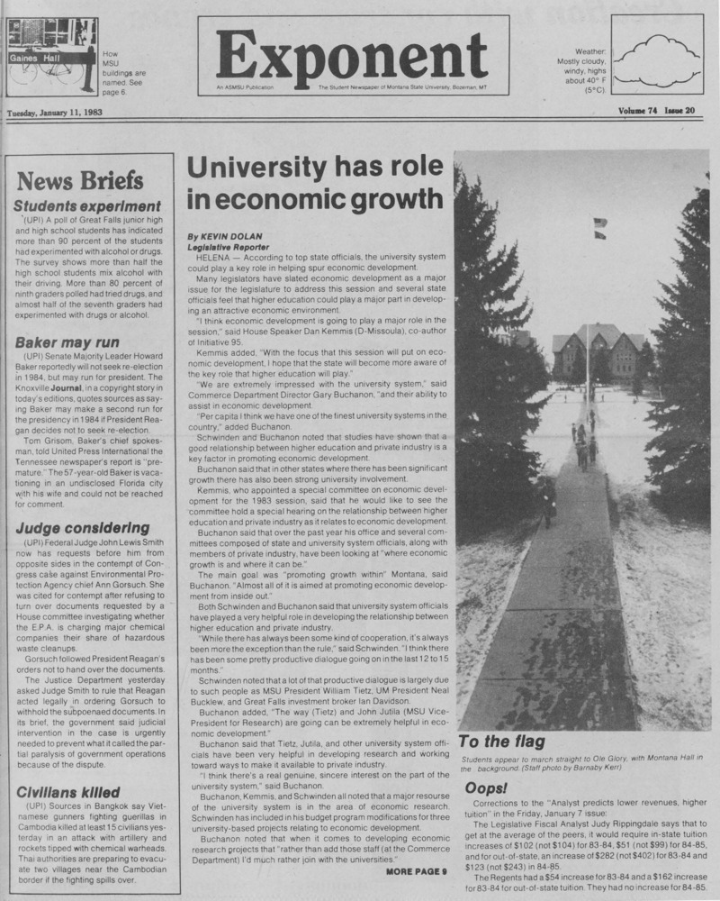 The Exponent, January 11, 1983