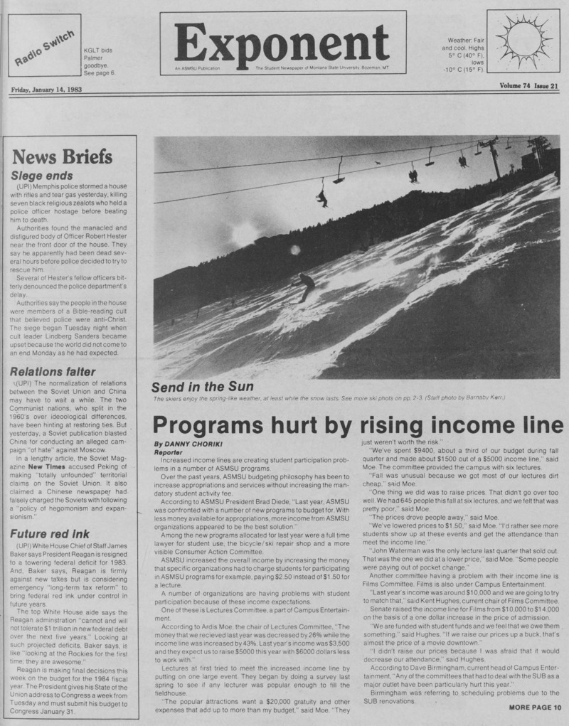 The Exponent, January 14, 1983