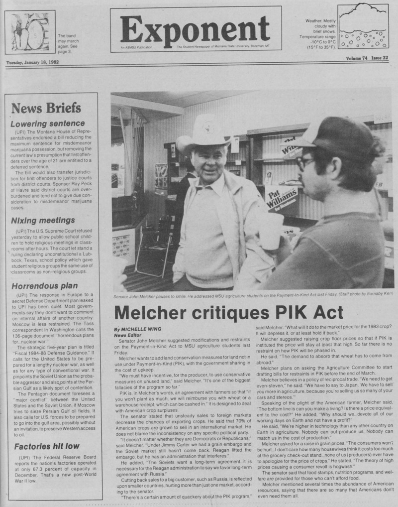 The Exponent, January 18, 1983