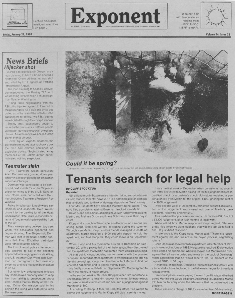 The Exponent, January 21, 1983