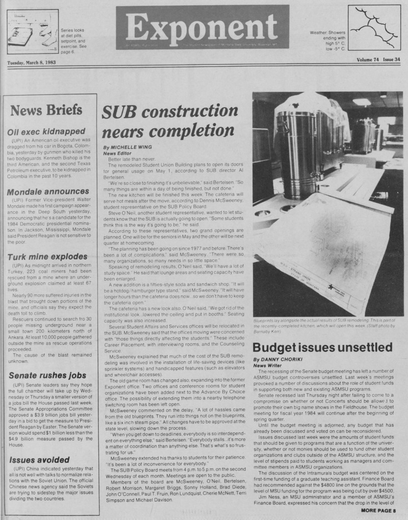 The Exponent, March 8, 1983
