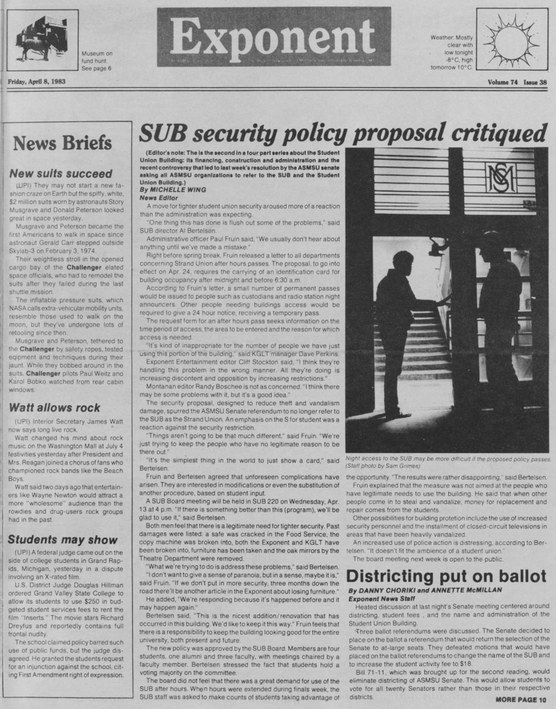 The Exponent, April 8, 1983