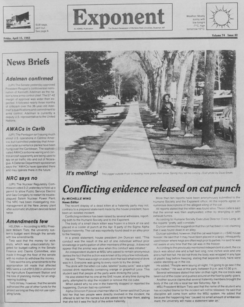 The Exponent, April 15, 1983