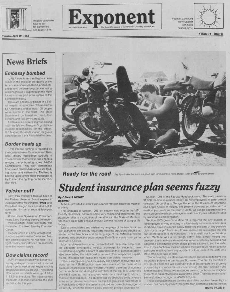 The Exponent, April 19, 1983