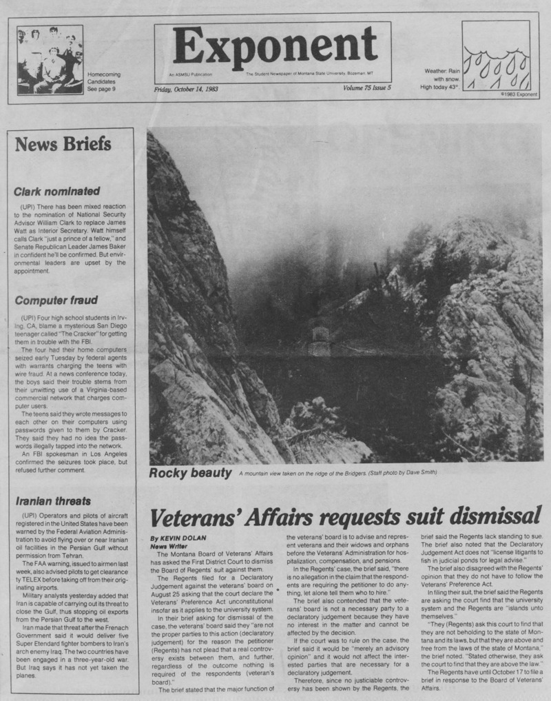 The Exponent, October 14, 1983