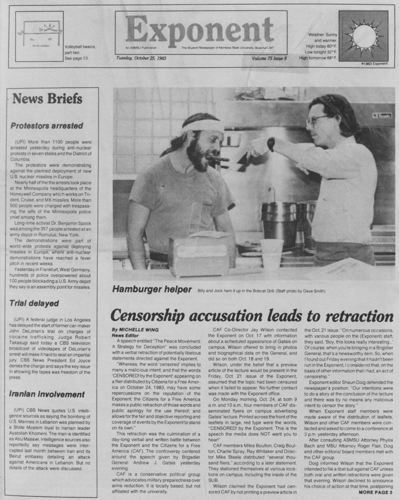The Exponent, October 25, 1983