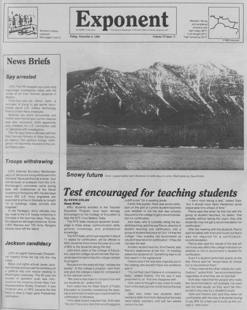 The Exponent, November 4, 1983