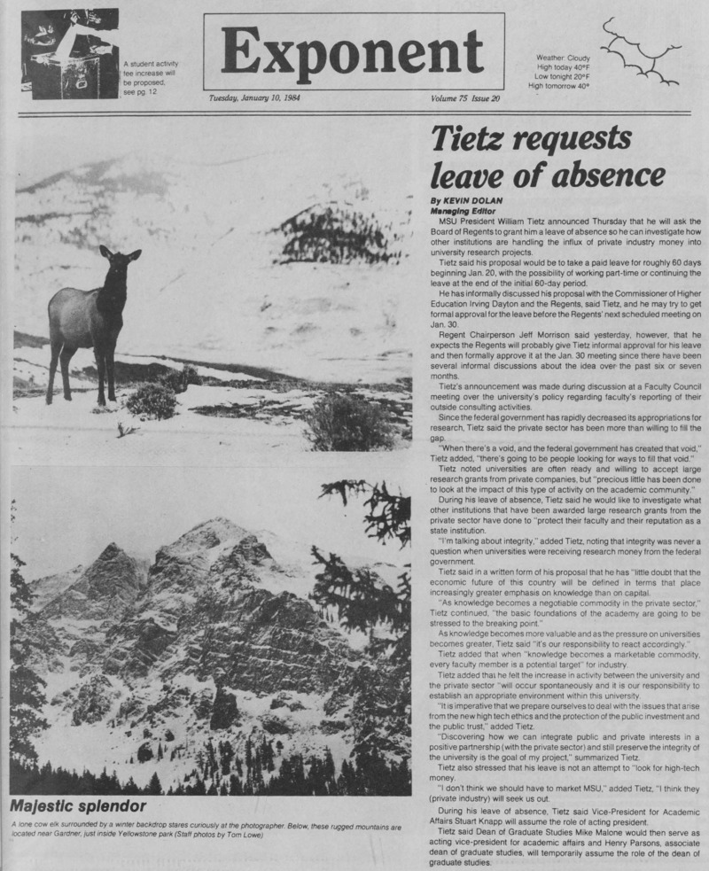 The Exponent, January 10, 1984