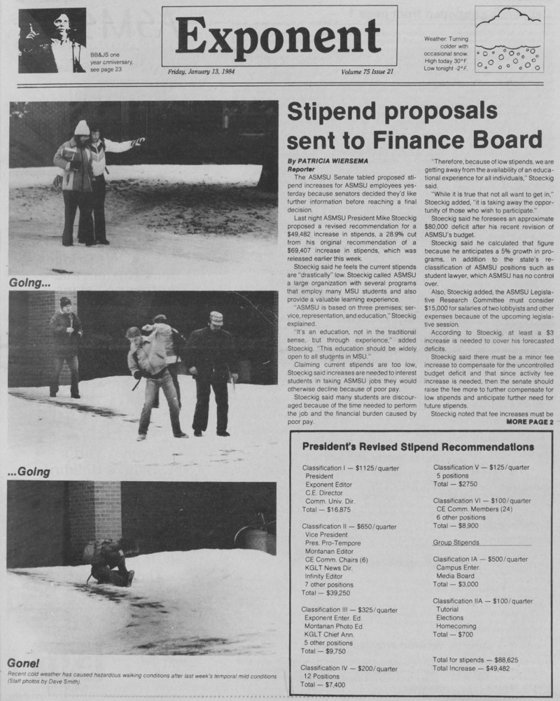 The Exponent, January 13, 1984