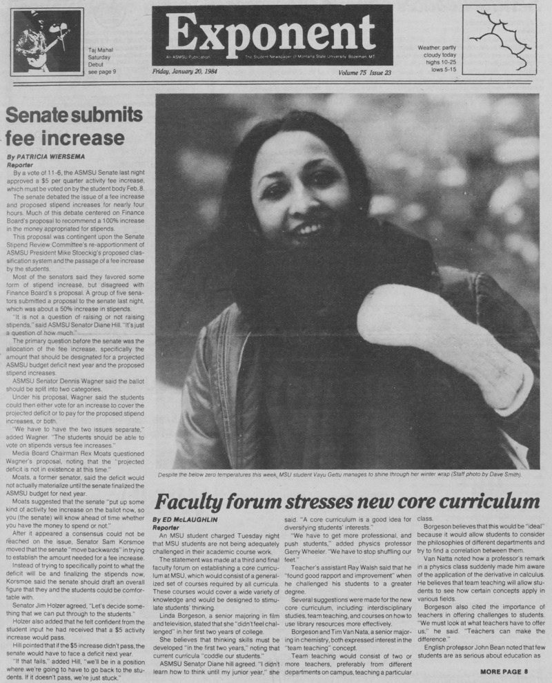 The Exponent, January 20, 1984