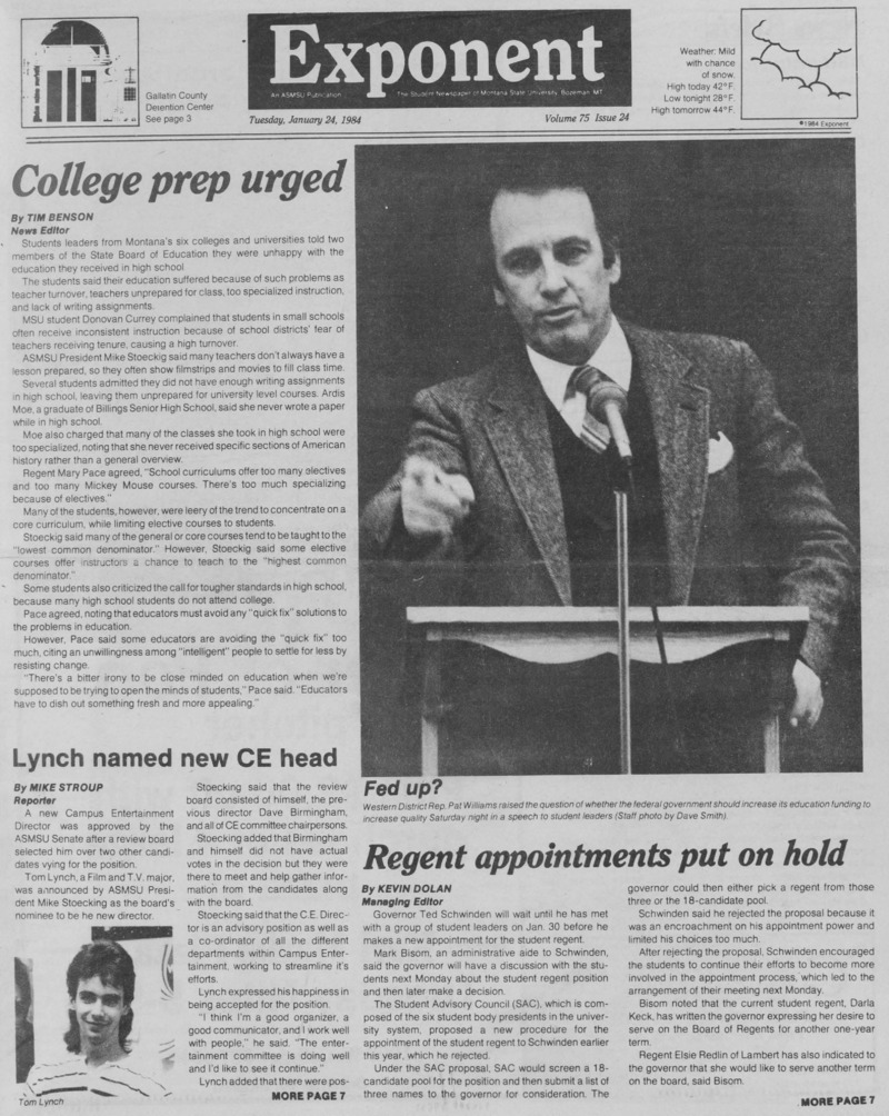 The Exponent, January 24, 1984
