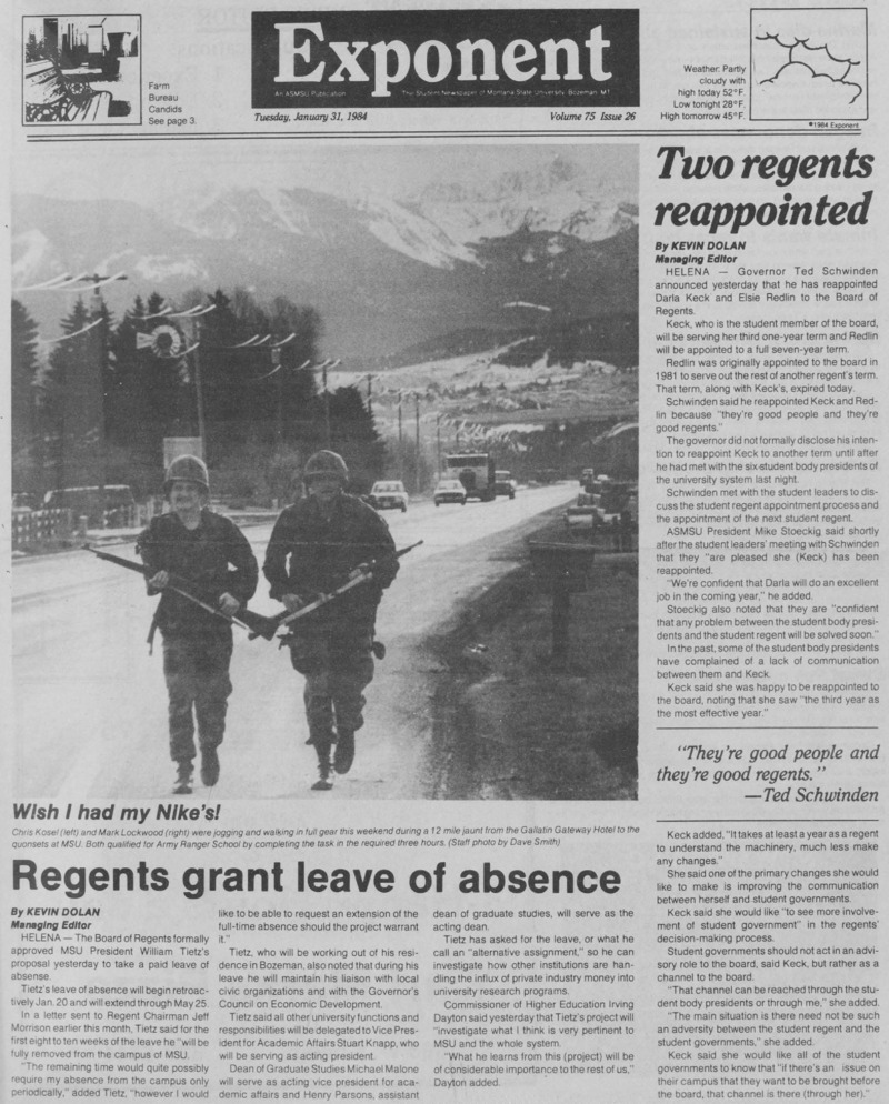 The Exponent, January 31, 1984