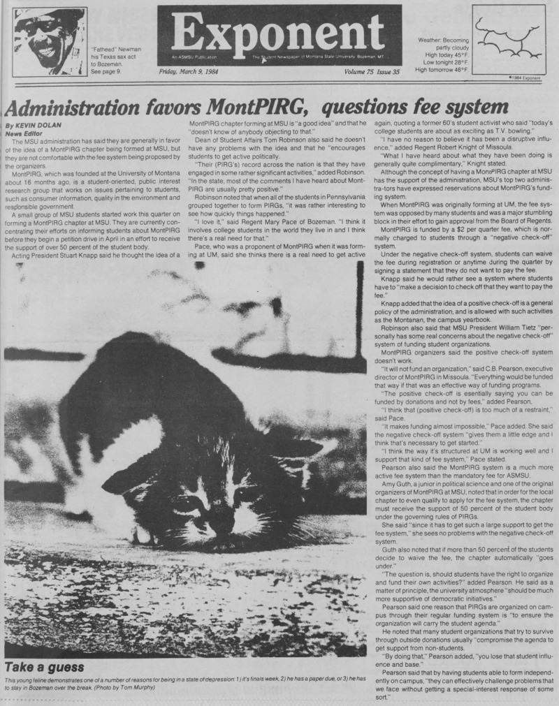 The Exponent, March 9, 1984