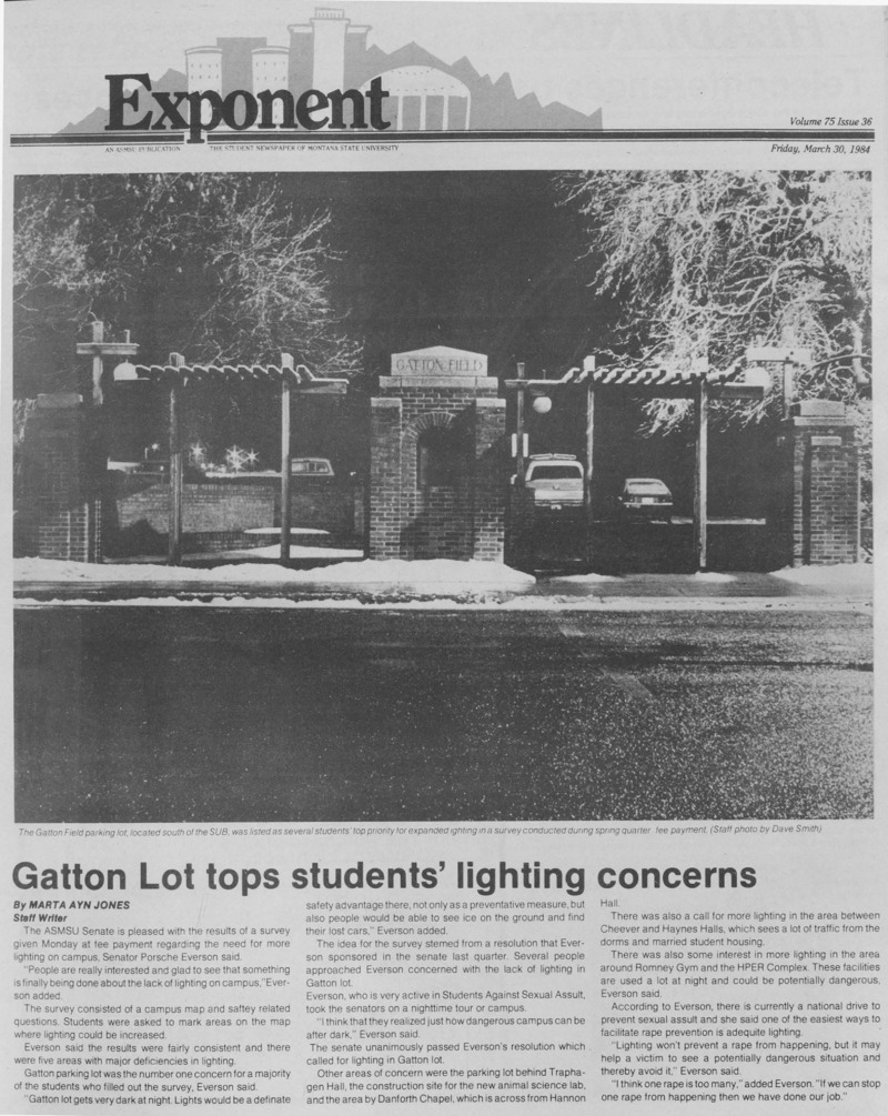 The Exponent, March 30, 1984