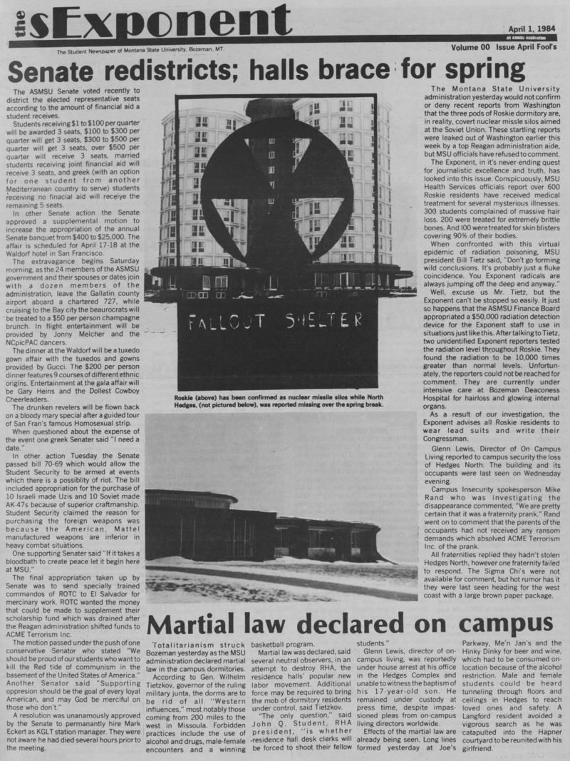 The sExponent, April 1, 1984