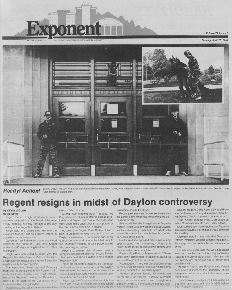 The Exponent, April 17, 1984