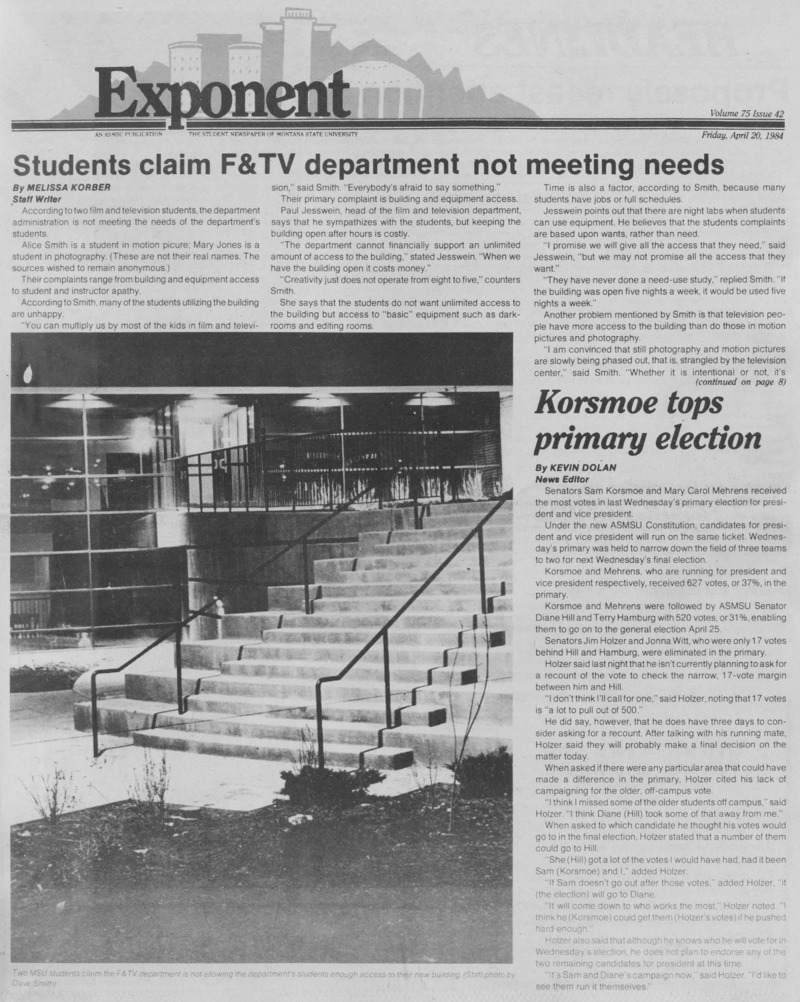 The Exponent, April 20, 1984