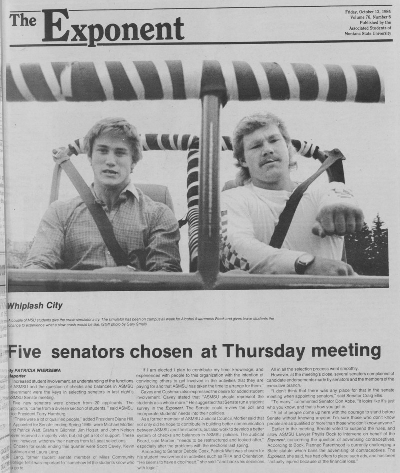 The Exponent, October 12, 1984