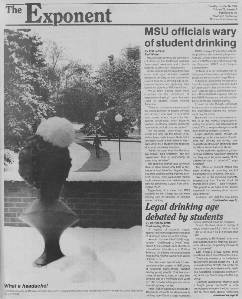 The Exponent, October 16, 1984