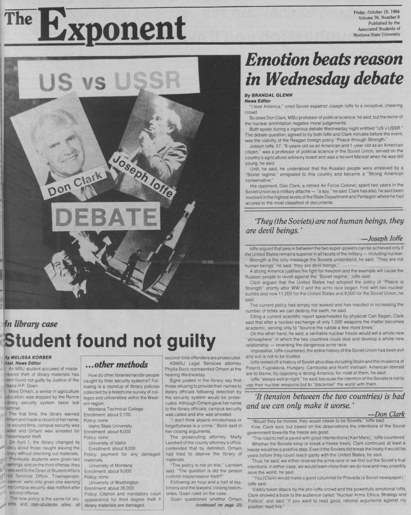The Exponent, October 19, 1984