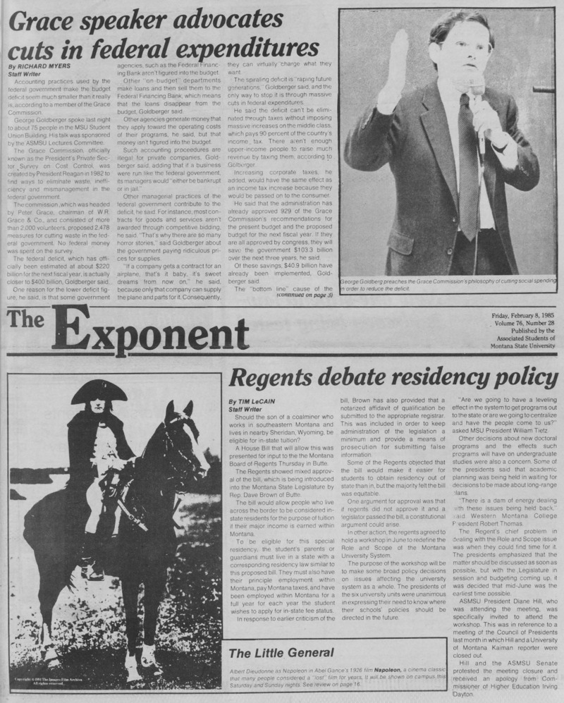 The Exponent, February 8, 1985