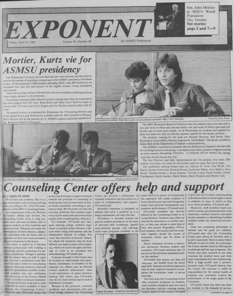 The Exponent, April 12, 1985