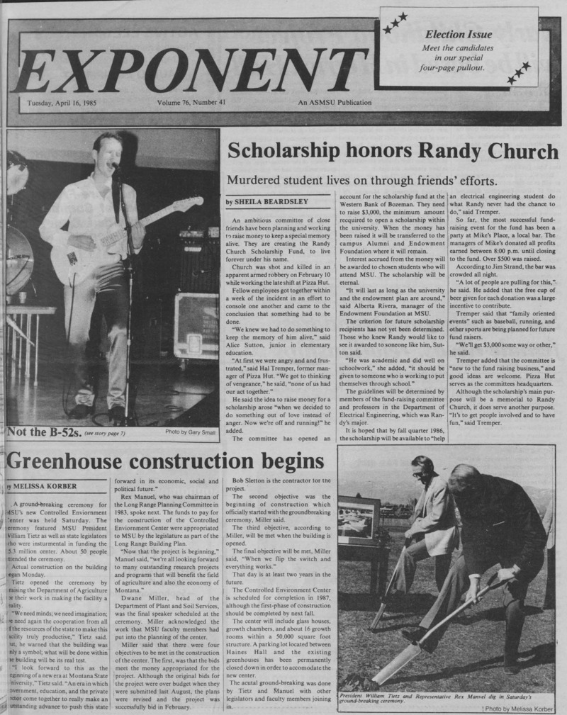 The Exponent, April 16, 1985