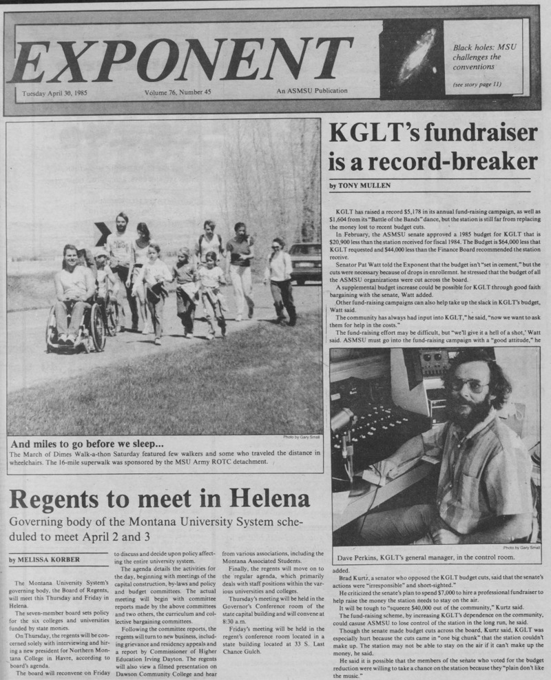 The Exponent, April 30, 1985
