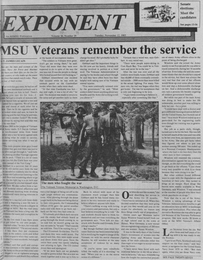 The Exponent, November 12, 1985