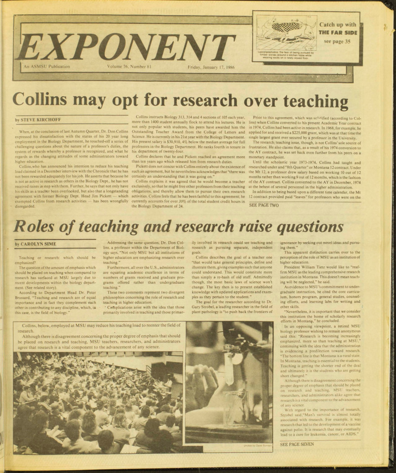 Exponent, January 17, 1986