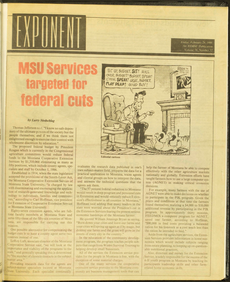 Exponent, February 28, 1986