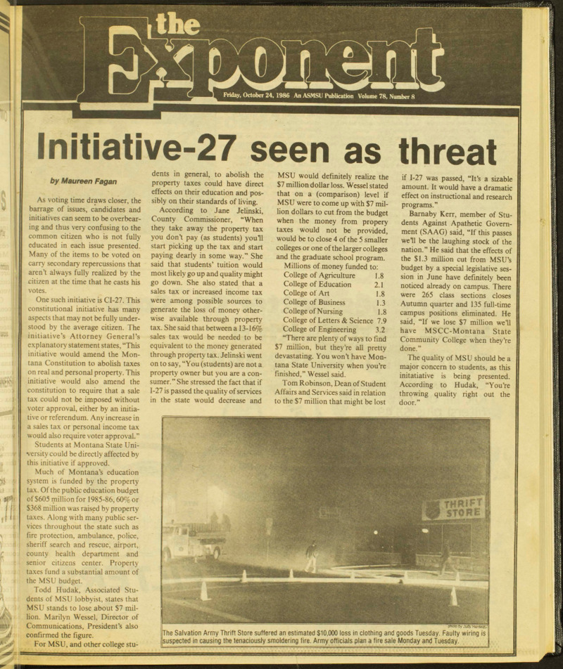 The Exponent, October 24, 1986