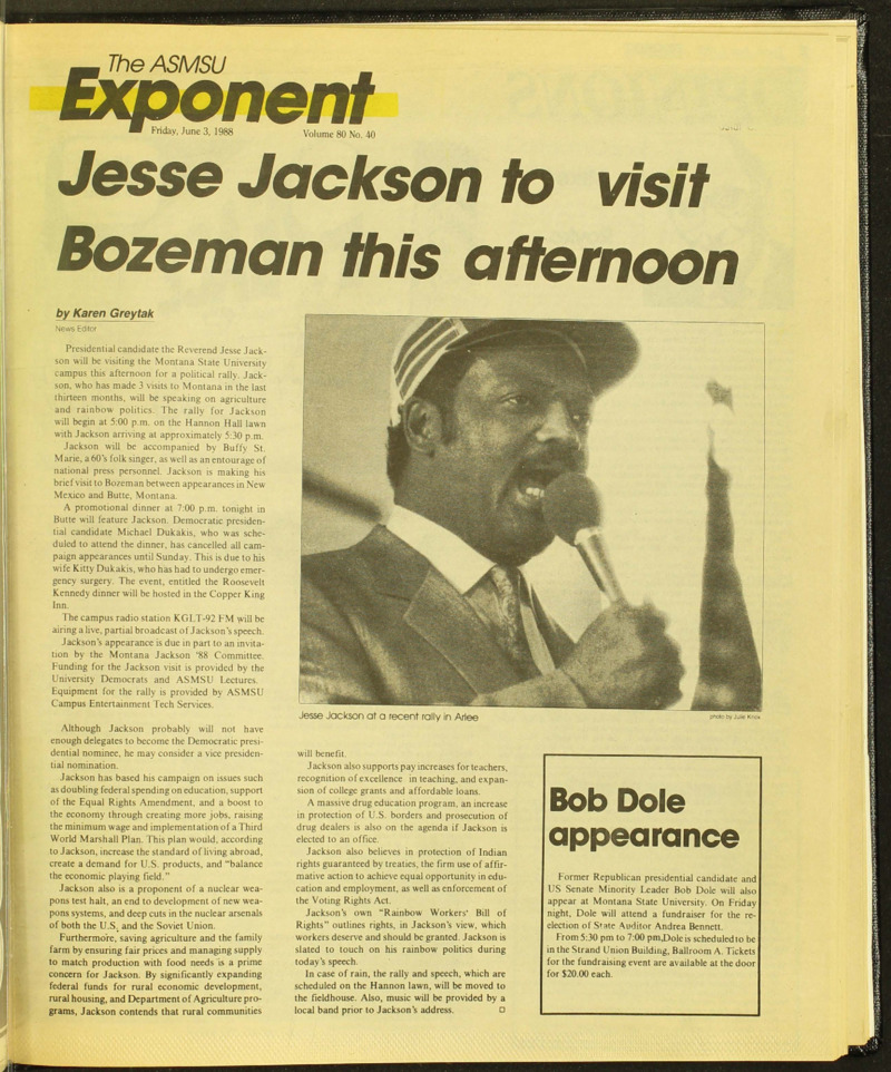 The ASMSU Exponent, June 3, 1988