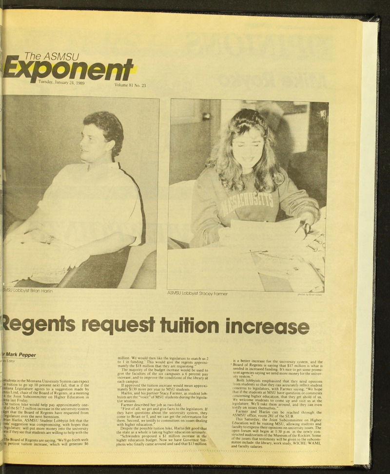 The ASMSU Exponent, January 24, 1989