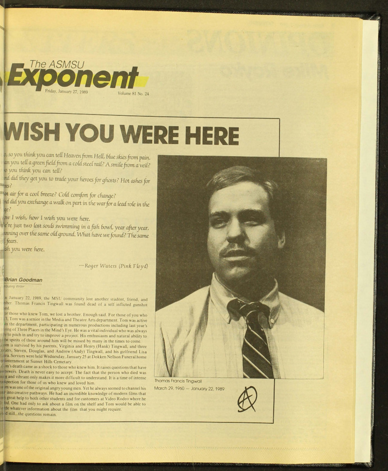 The ASMSU Exponent, January 27, 1989
