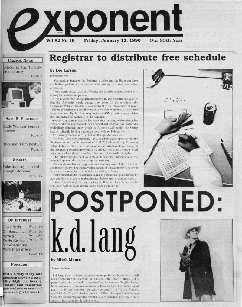 Asmsu Exponent, January 12, 1990