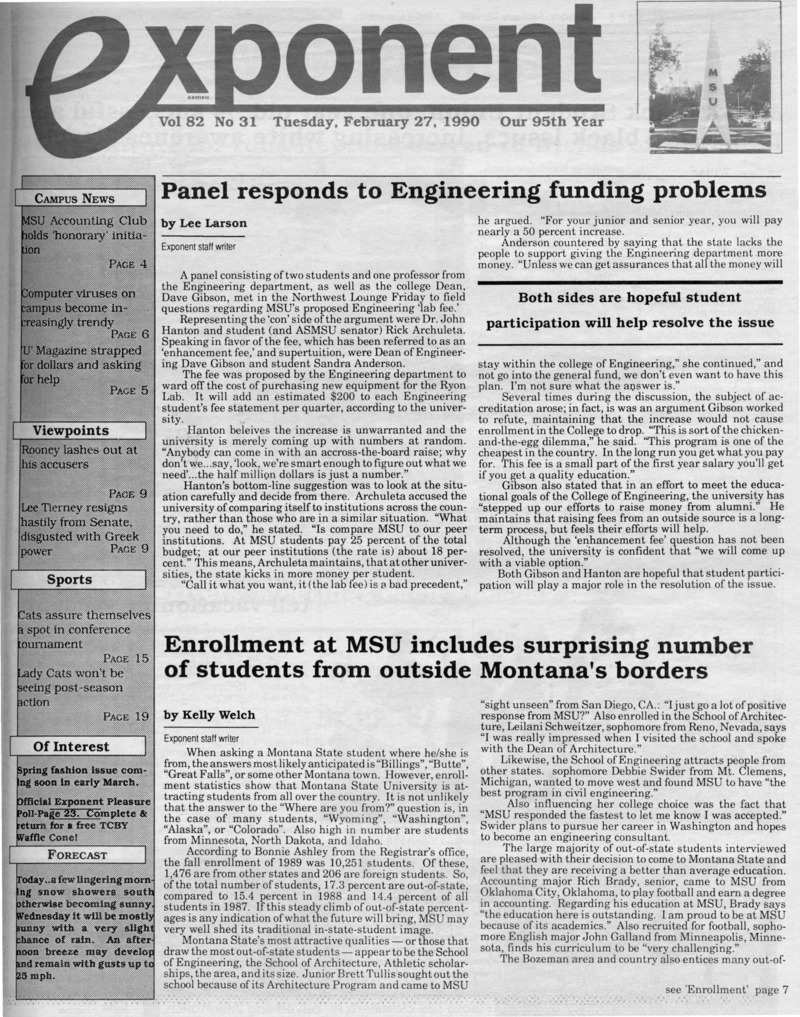 Asmsu Exponent, February 27, 1990