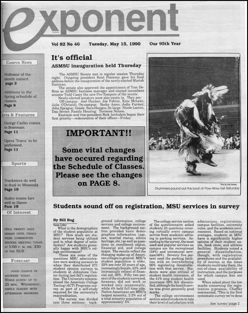 Asmsu Exponent, May 15, 1990