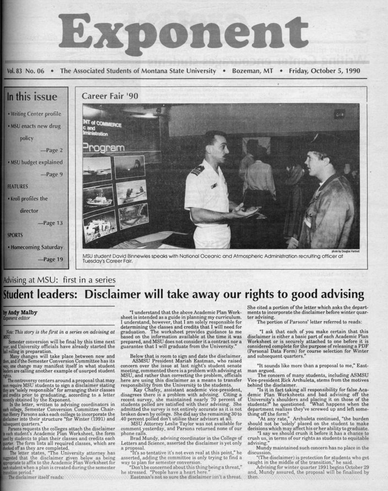 Asmsu Exponent, October 5, 1990