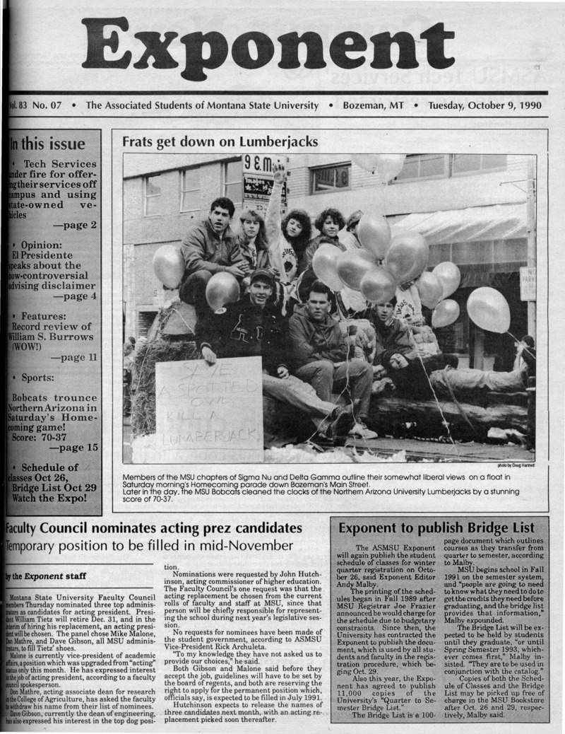 Asmsu Exponent, October 9, 1990