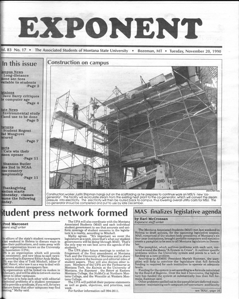 ASMSU Exponent, November 20, 1990