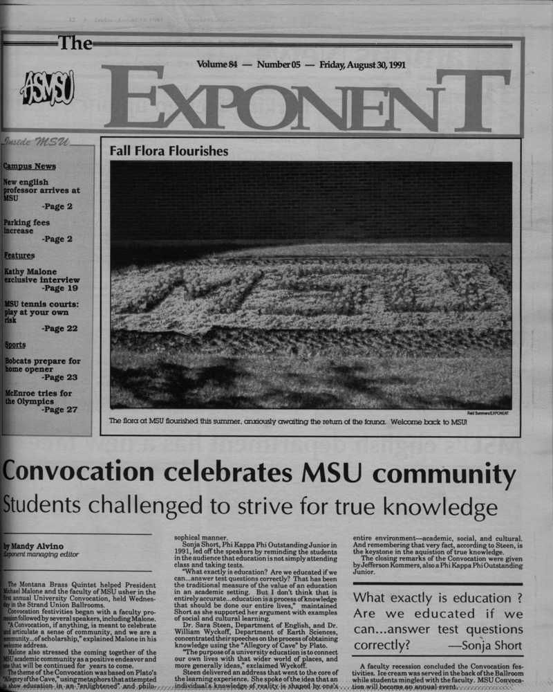 ASMSU Exponent, August 30, 1991