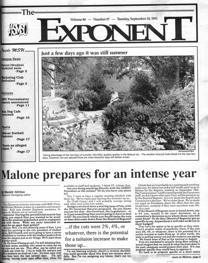 ASMSU Exponent, September 10, 1991