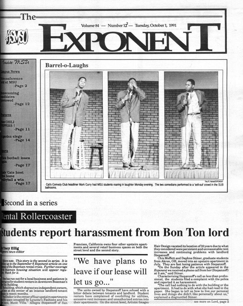 ASMSU Exponent, October 1, 1991